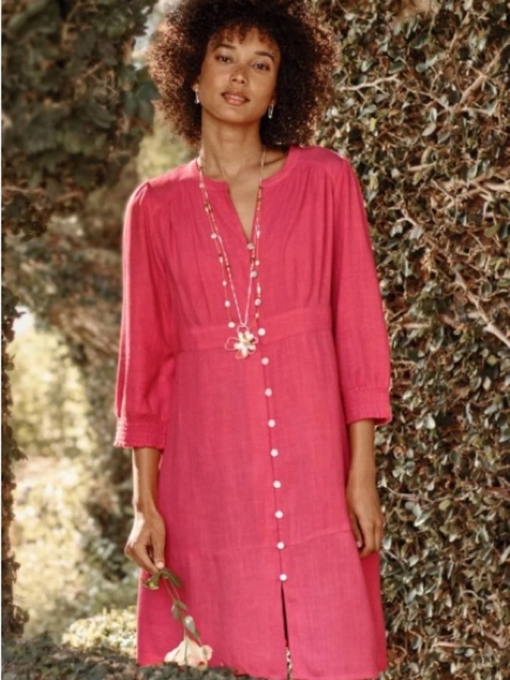 J. Jill Courtyard Linen Blend Dress in Guava - Size Small - NWOT